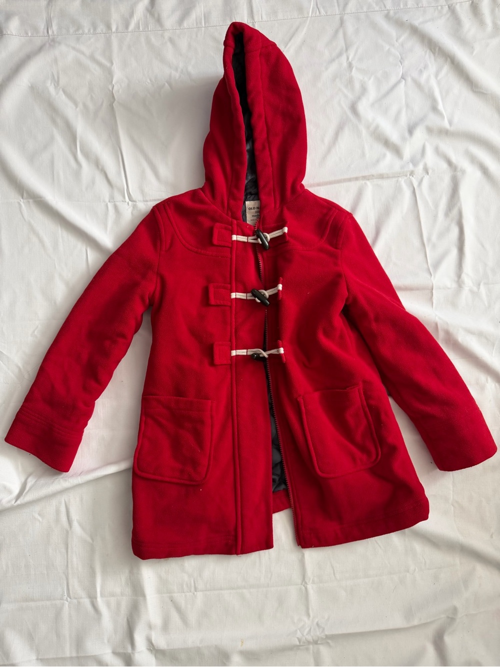 Red Hooded Toggle Coat